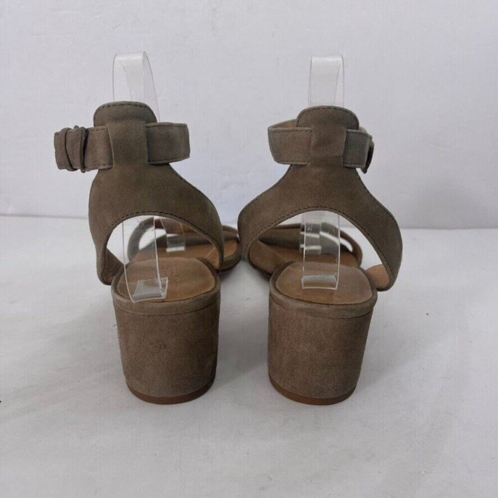 Madewell Sandals Womens 9.5 The Alice Suede Leather Tan Block Heel Ankle Strap - Picture 4 of 14